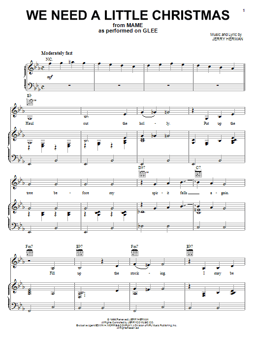Learn to play Glee Cast We Need A Little Christmas sheet music for Easy Piano in minutes. Glee Cast We Need A Little Christmas sheet music notes and chords