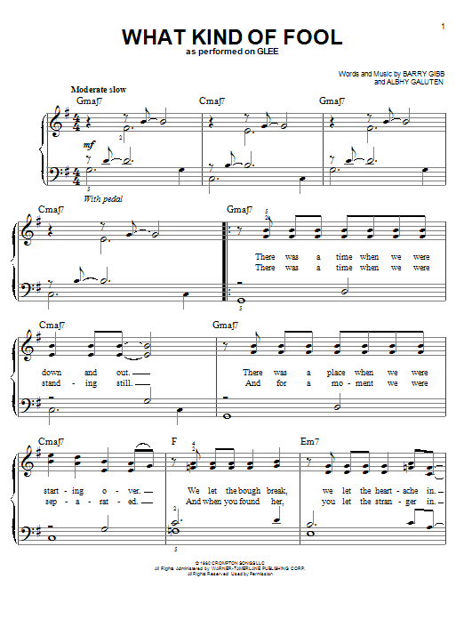 Learn to play Glee Cast What Kind Of Fool sheet music for Easy Piano in minutes. Glee Cast What Kind Of Fool sheet music preview music notes and score for Easy Piano including 5 page(s)
