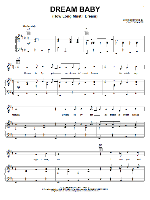 Glen Campbell Dream Baby (How Long Must I Dream) sheet music preview music notes and score for Piano, Vocal & Guitar (Right-Hand Melody) including 3 page(s)