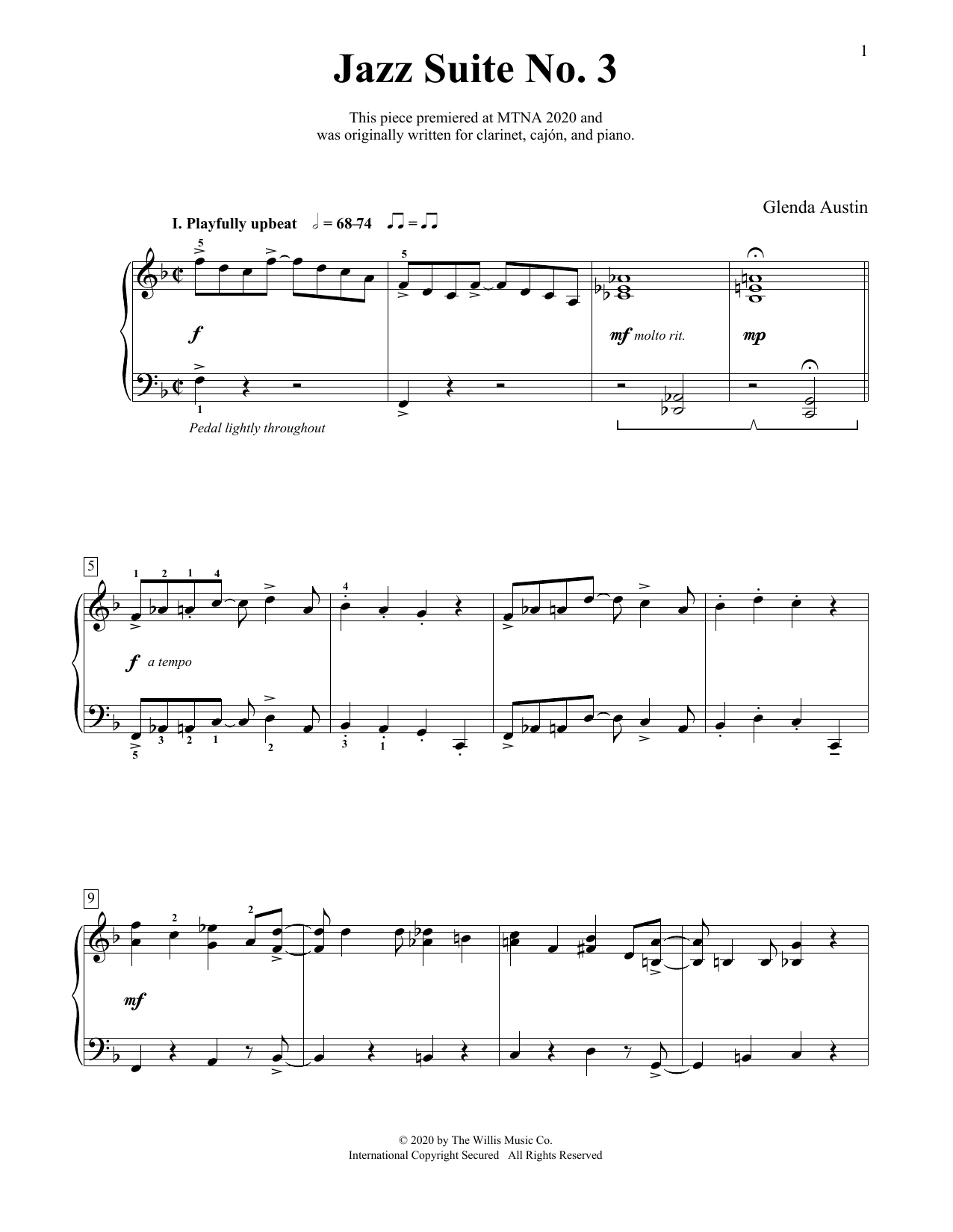 Learn to play Glenda Austin Jazz Suite No. 3 sheet music for Instrumental Duet and Piano in minutes. Glenda Austin Jazz Suite No. 3 sheet music preview music notes and score for Instrumental Duet and Piano including 15 page(s)