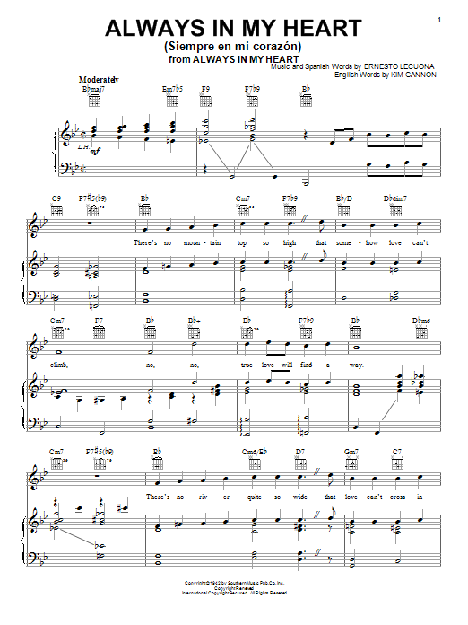 Glenn Miller Always In My Heart (Siempre En Mi Corazon) sheet music preview music notes and score for Piano, Vocal & Guitar (Right-Hand Melody) including 4 page(s)