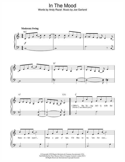 Learn to play Glenn Miller In The Mood sheet music for Piano in minutes. Glenn Miller In The Mood sheet music notes and chords