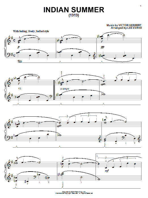 Learn to play Glenn Miller Indian Summer (1919) sheet music for Piano in minutes. Glenn Miller Indian Summer (1919) sheet music preview music notes and score for Piano including 3 page(s)