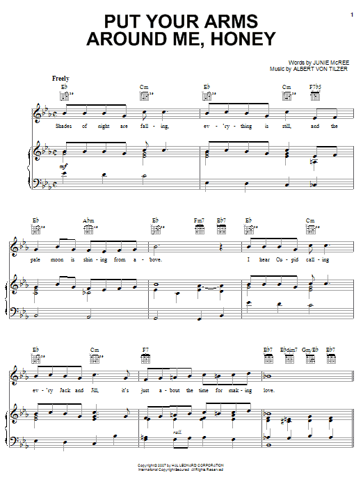 Learn to play Glenn Miller Put Your Arms Around Me, Honey sheet music for Piano, Vocal & Guitar (Right-Hand Melody) in minutes. Glenn Miller Put Your Arms Around Me, Honey sheet music preview music notes and score for Piano, Vocal & Guitar (Right-Hand Melody) including 3 page(s)