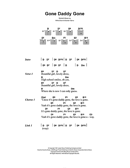 Learn to play Gnarls Barkley Gone Daddy Gone sheet music for Piano, Vocal & Guitar in minutes. Gnarls Barkley Gone Daddy Gone sheet music notes and chords