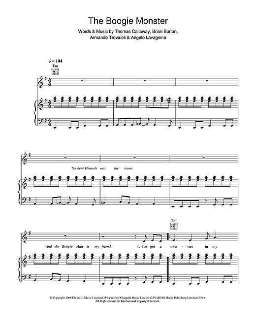 Learn to play Gnarls Barkley The Boogie Monster sheet music for Piano, Vocal & Guitar in minutes. Gnarls Barkley The Boogie Monster sheet music notes and chords