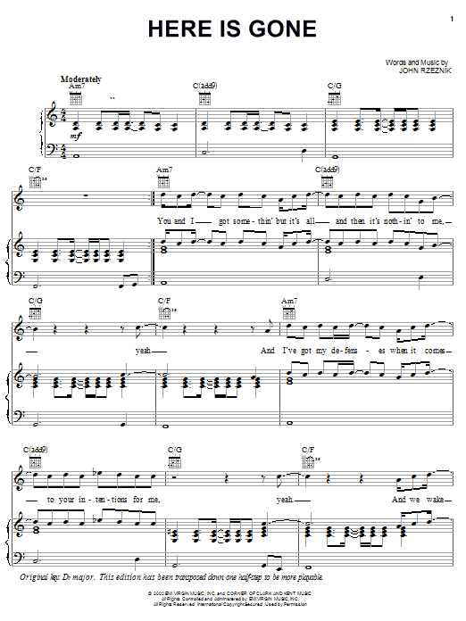 Learn to play Goo Goo Dolls Here Is Gone sheet music for Easy Guitar in minutes. Goo Goo Dolls Here Is Gone sheet music notes and chords