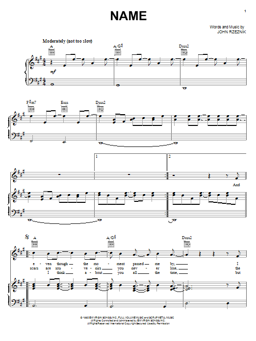 Learn to play Goo Goo Dolls Name sheet music for Piano, Vocal & Guitar (Right-Hand Melody) in minutes. Goo Goo Dolls Name sheet music notes and chords