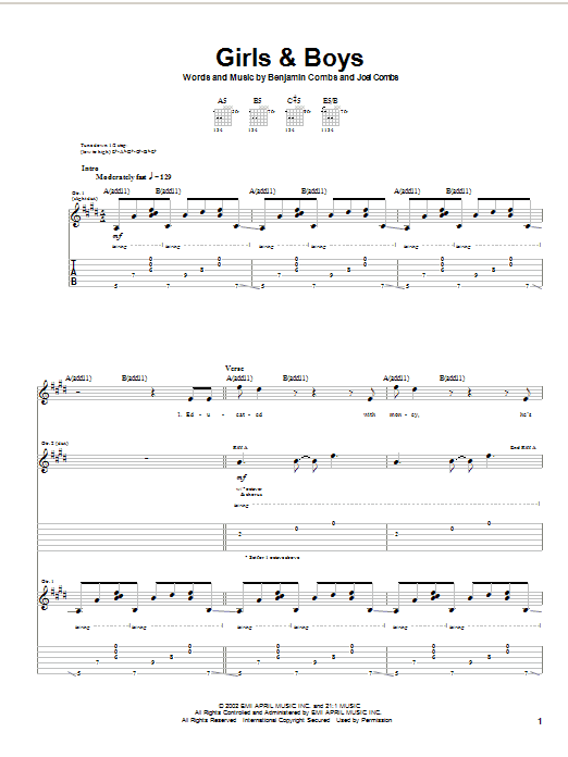 Learn to play Good Charlotte Girls & Boys sheet music for Piano, Vocal & Guitar (Right-Hand Melody) in minutes. Good Charlotte Girls & Boys sheet music notes and chords