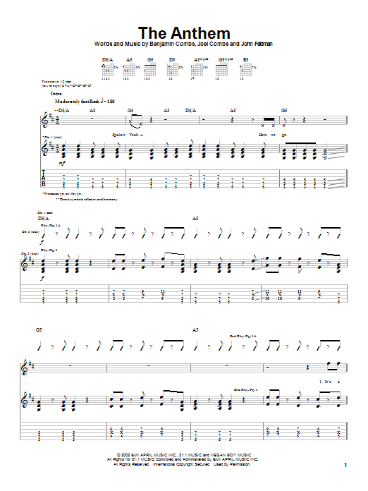 Learn to play Good Charlotte The Anthem sheet music for Piano, Vocal & Guitar (Right-Hand Melody) in minutes. Good Charlotte The Anthem sheet music preview music notes and score for Piano, Vocal & Guitar (Right-Hand Melody) including 7 page(s)