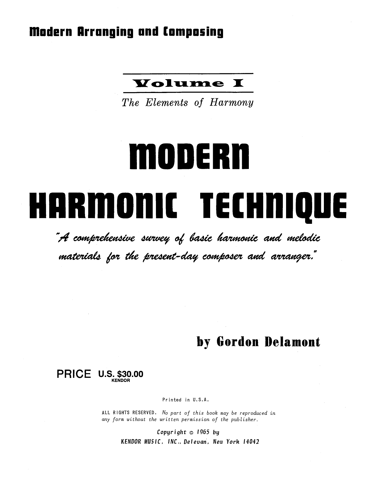 Gordon Delamont Modern Harmonic Technique, Vol. 1 sheet music preview music notes and score for Instrumental Method including 206 page(s)