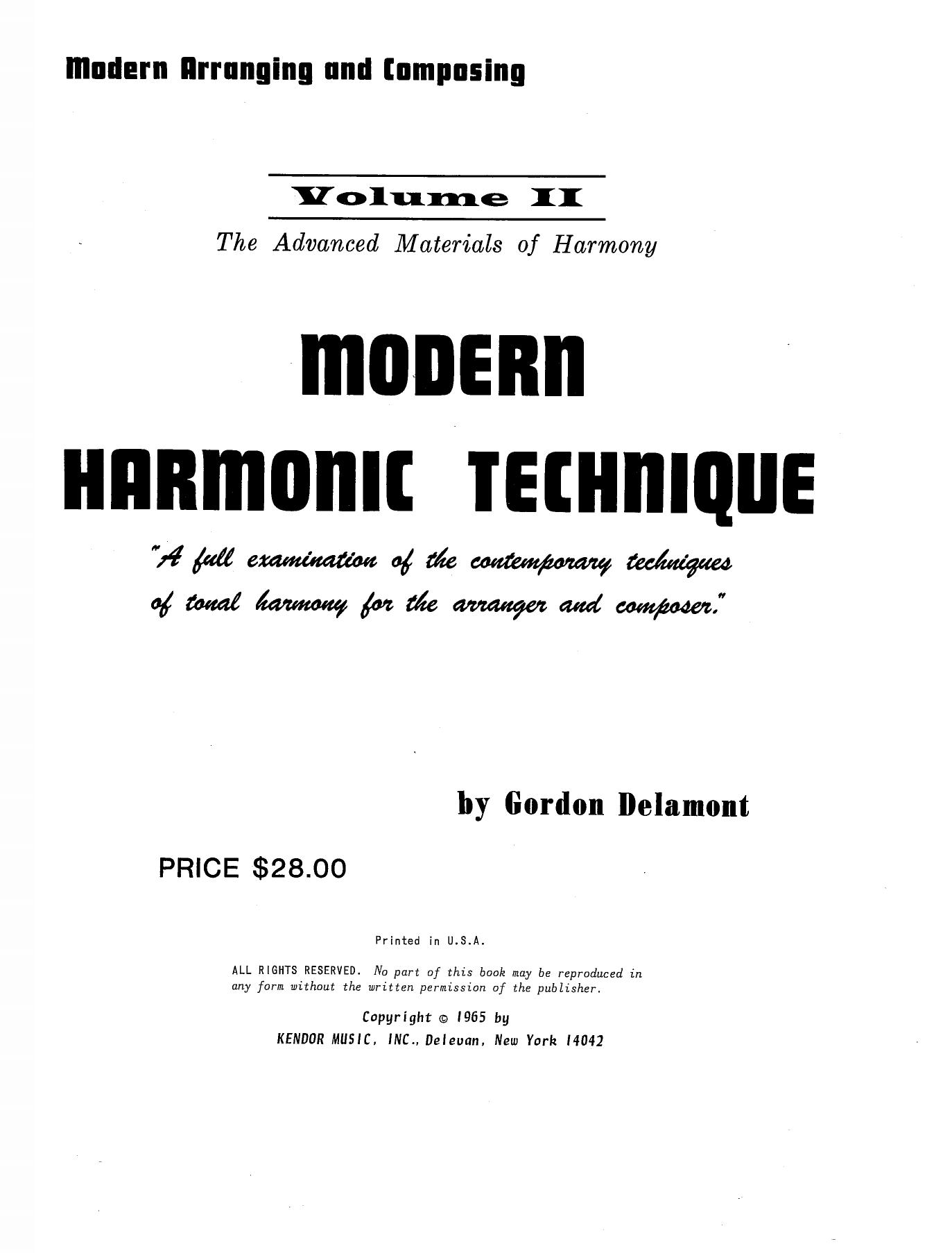 Gordon Delamont Modern Harmonic Technique, Volume 2 sheet music preview music notes and score for Instrumental Method including 325 page(s)