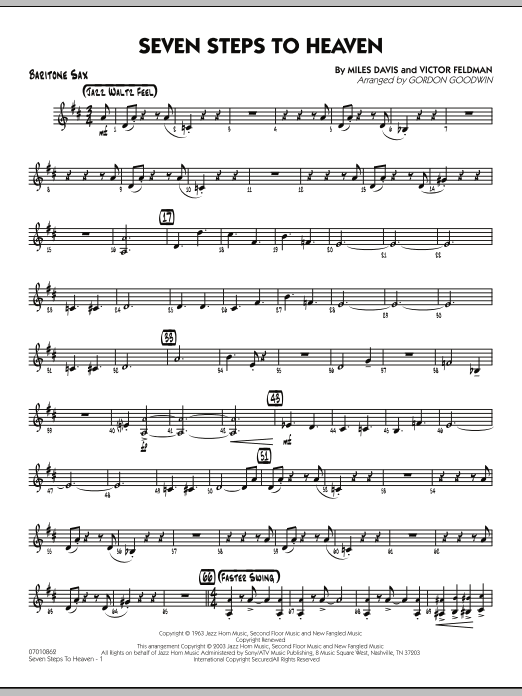 Learn to play Gordon Goodwin Seven Steps To Heaven - Baritone Sax sheet music for Jazz Ensemble in minutes. Gordon Goodwin Seven Steps To Heaven - Baritone Sax sheet music preview music notes and score for Jazz Ensemble including 3 page(s)