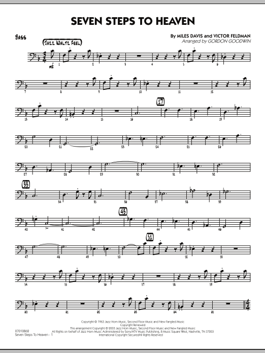 Learn to play Gordon Goodwin Seven Steps To Heaven - Bass sheet music for Jazz Ensemble in minutes. Gordon Goodwin Seven Steps To Heaven - Bass sheet music preview music notes and score for Jazz Ensemble including 3 page(s)