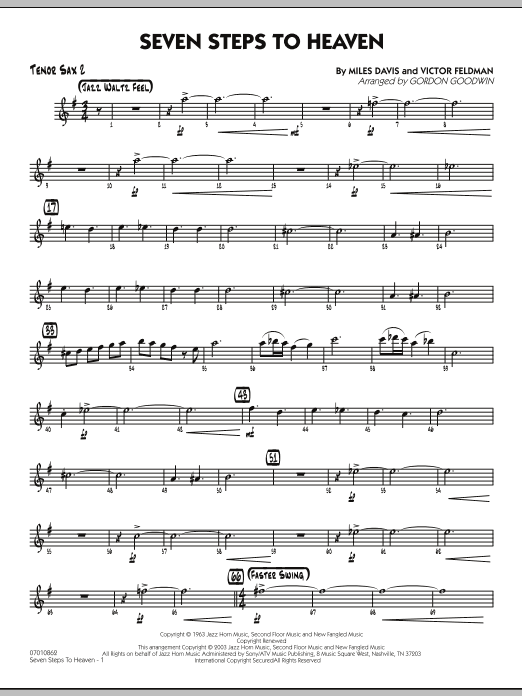 Learn to play Gordon Goodwin Seven Steps To Heaven - Tenor Sax 2 sheet music for Jazz Ensemble in minutes. Gordon Goodwin Seven Steps To Heaven - Tenor Sax 2 sheet music preview music notes and score for Jazz Ensemble including 3 page(s)