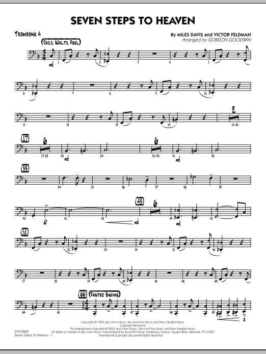 Learn to play Gordon Goodwin Seven Steps To Heaven - Trombone 4 sheet music for Jazz Ensemble in minutes. Gordon Goodwin Seven Steps To Heaven - Trombone 4 sheet music preview music notes and score for Jazz Ensemble including 3 page(s)