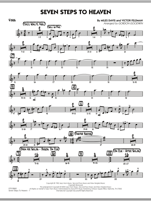Learn to play Gordon Goodwin Seven Steps To Heaven - Vibes sheet music for Jazz Ensemble in minutes. Gordon Goodwin Seven Steps To Heaven - Vibes sheet music preview music notes and score for Jazz Ensemble including 2 page(s)