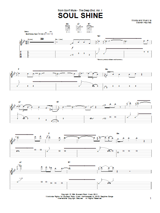Learn to play Gov't Mule Soul Shine sheet music for Guitar Tab in minutes. Gov't Mule Soul Shine sheet music preview music notes and score for Guitar Tab including 11 page(s)