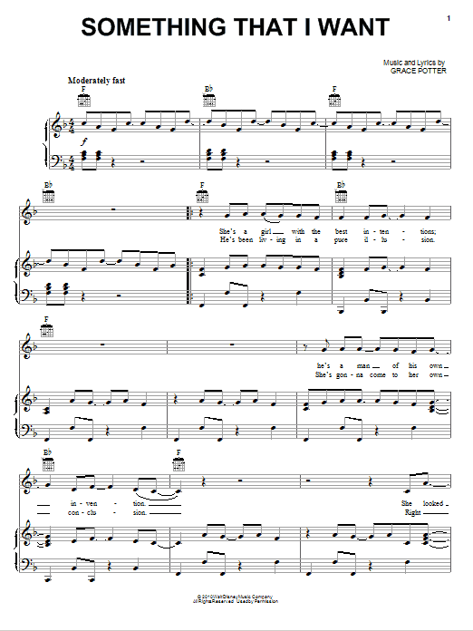 Learn to play Grace Potter Something That I Want sheet music for Piano, Vocal & Guitar (Right-Hand Melody) in minutes. Grace Potter Something That I Want sheet music preview music notes and score for Piano, Vocal & Guitar (Right-Hand Melody) including 6 page(s)