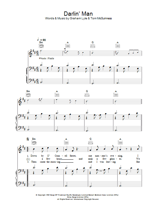 Learn to play Graham Lyle Darlin' Man sheet music for Piano, Vocal & Guitar in minutes. Graham Lyle Darlin' Man sheet music preview music notes and score for Piano, Vocal & Guitar including 5 page(s)