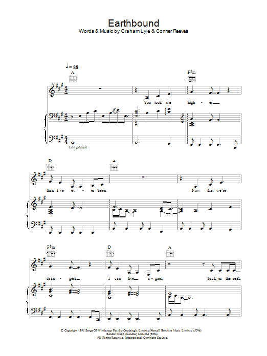 Learn to play Graham Lyle Earthbound sheet music for Piano, Vocal & Guitar in minutes. Graham Lyle Earthbound sheet music preview music notes and score for Piano, Vocal & Guitar including 5 page(s)