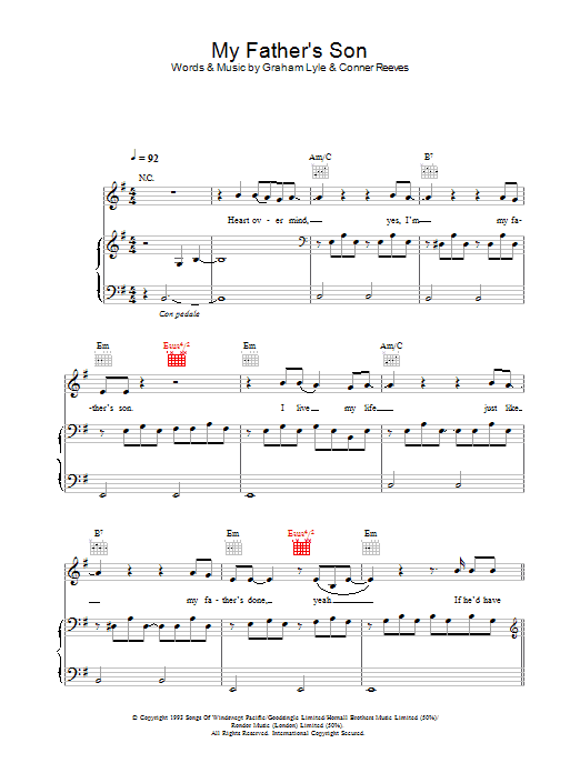 Learn to play Graham Lyle My Father's Son sheet music for Piano, Vocal & Guitar in minutes. Graham Lyle My Father's Son sheet music preview music notes and score for Piano, Vocal & Guitar including 8 page(s)
