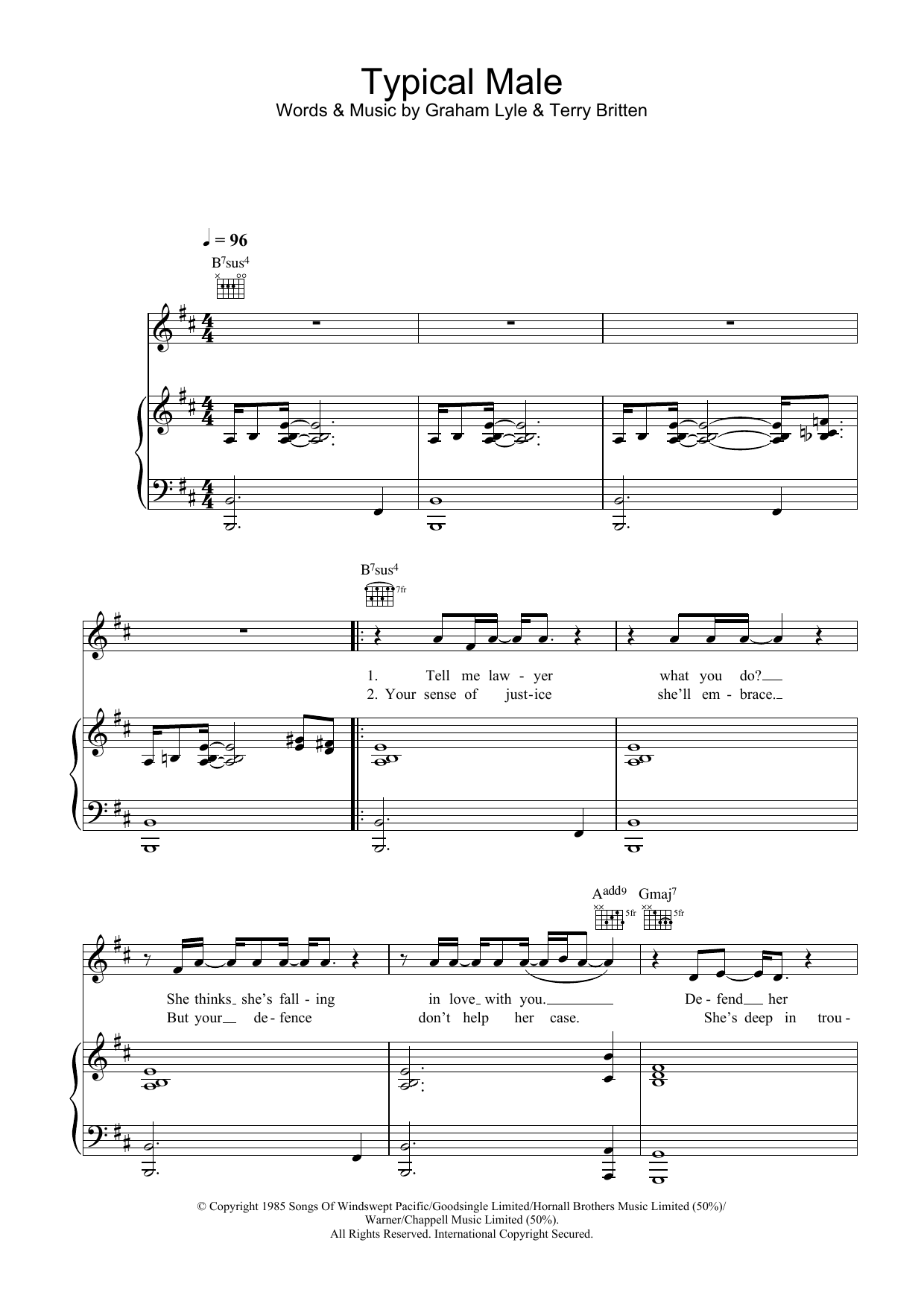 Learn to play Graham Lyle Typical Male sheet music for Piano, Vocal & Guitar in minutes. Graham Lyle Typical Male sheet music preview music notes and score for Piano, Vocal & Guitar including 5 page(s)
