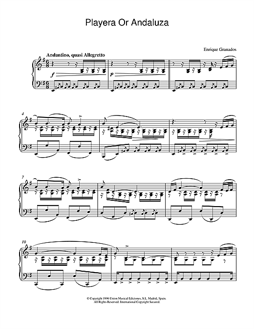 Learn to play Granados Playera Or Andaluza sheet music for Piano in minutes. Granados Playera Or Andaluza sheet music notes and chords