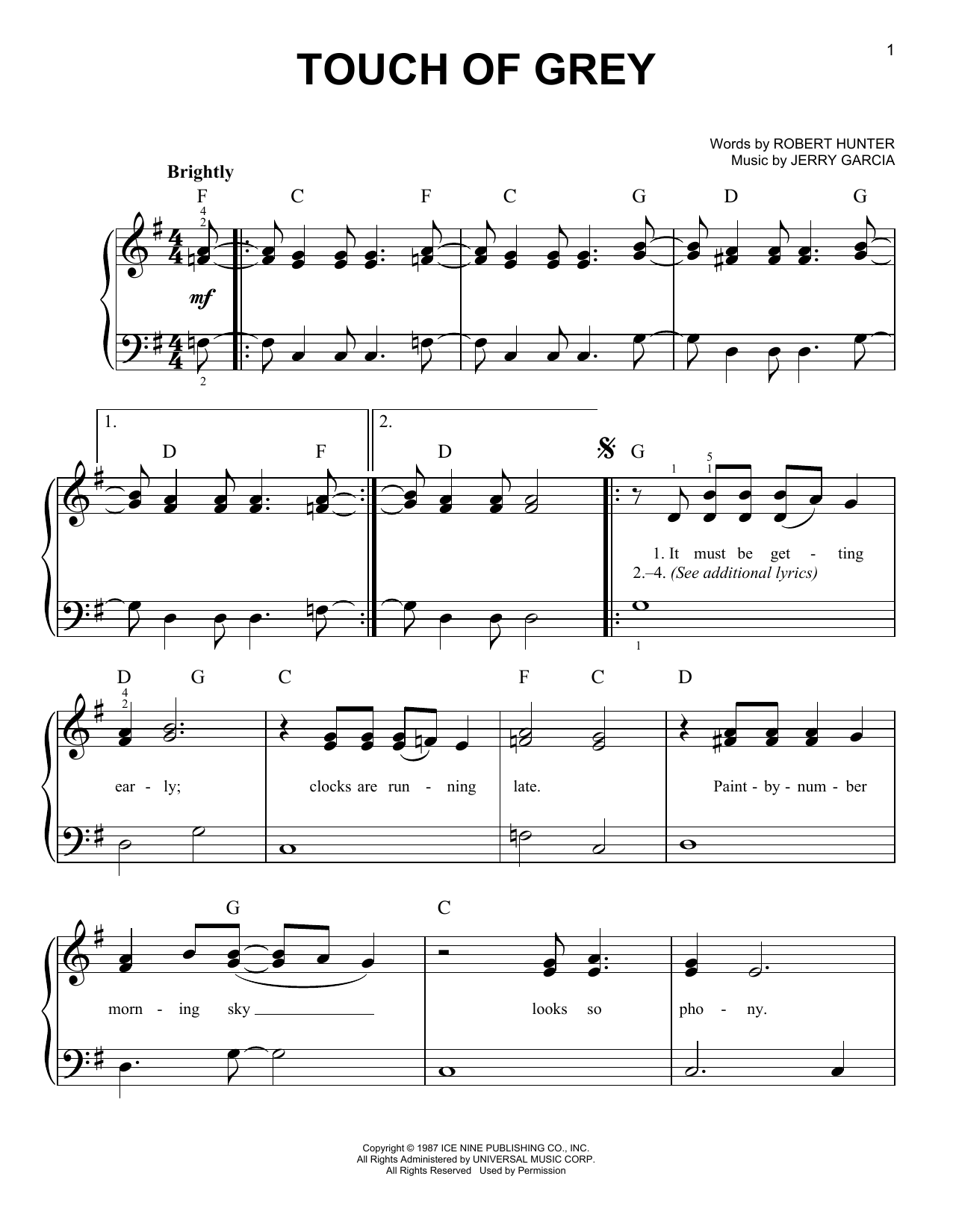 Grateful Dead Touch Of Grey Sheet Music Download Printable Pdf Pop Music Score For Ukulele 161384