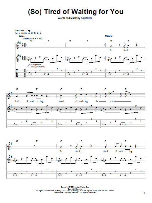 Learn to play Green Day (So) Tired Of Waiting For You sheet music for Guitar Tab in minutes. Green Day (So) Tired Of Waiting For You sheet music preview music notes and score for Guitar Tab including 5 page(s)