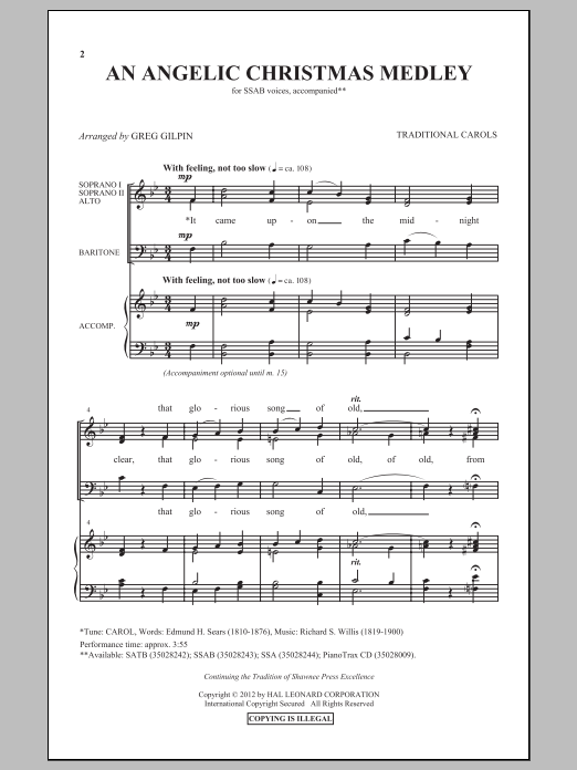 Greg Gilpin An Angelic Christmas Medley sheet music preview music notes and score for SATB including 10 page(s)