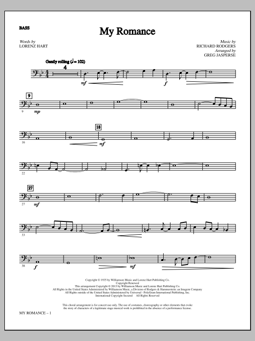 Learn to play Greg Jasperse My Romance - Bass sheet music for Choir Instrumental Pak in minutes. Greg Jasperse My Romance - Bass sheet music notes and chords