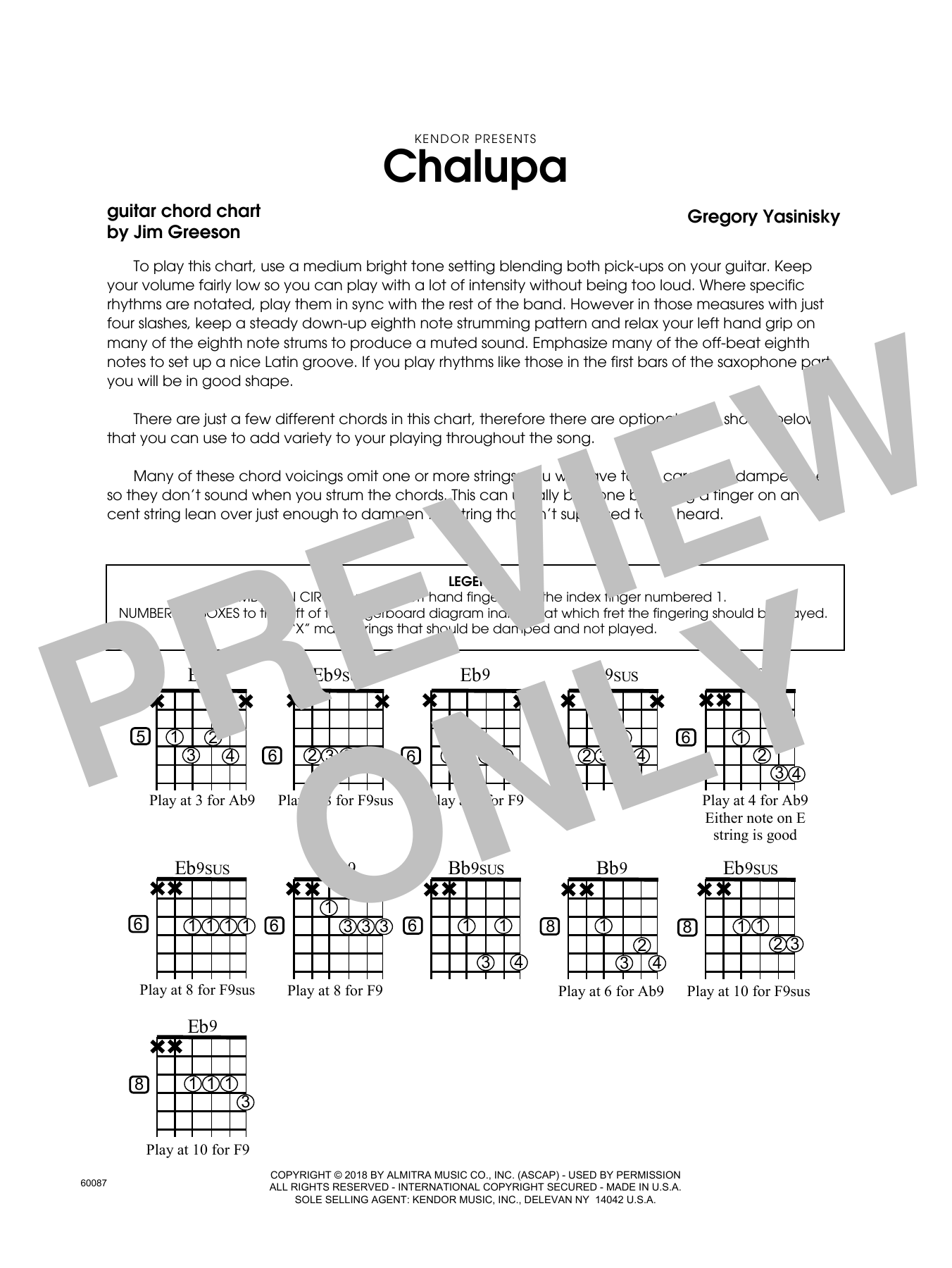 Learn to play Gregory Yasinitsky Chalupa - Guitar Chord Chart sheet music for Jazz Ensemble in minutes. Gregory Yasinitsky Chalupa - Guitar Chord Chart sheet music preview music notes and score for Jazz Ensemble including 1 page(s)