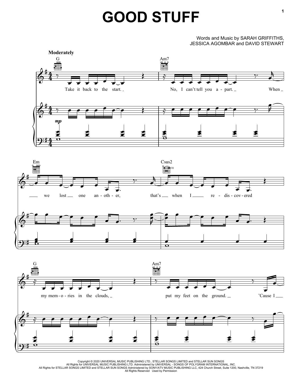 Learn to play Griff Good Stuff sheet music for Piano, Vocal & Guitar (Right-Hand Melody) in minutes. Griff Good Stuff sheet music preview music notes and score for Piano, Vocal & Guitar (Right-Hand Melody) including 6 page(s)
