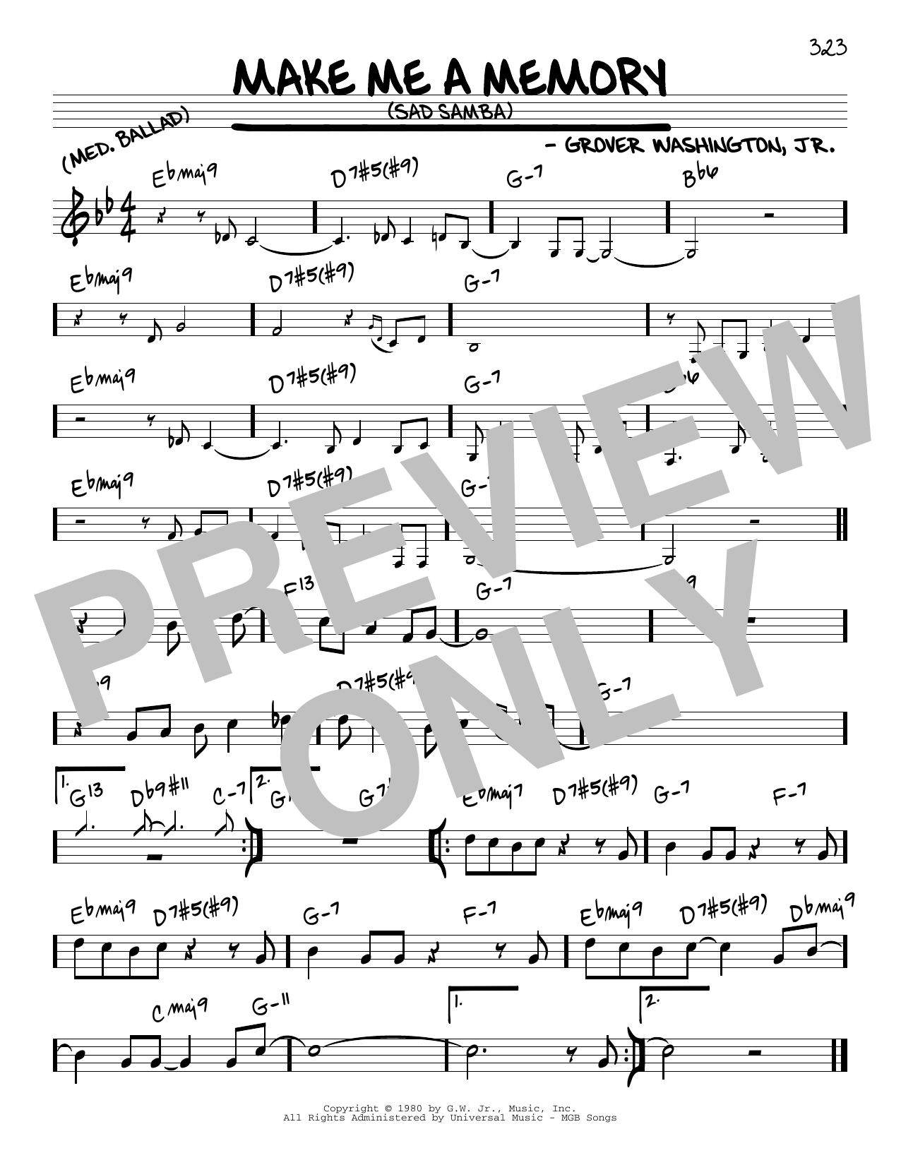 Grover Washington, Jr. Make Me A Memory (Sad Samba) sheet music, chords, lyrics - Printable PDF for Real Book – Melody & Chords