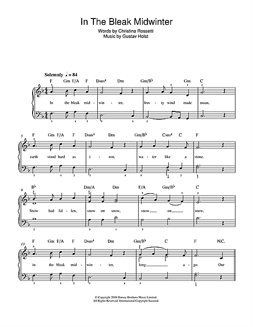 Learn to play Gustav Holst In The Bleak Midwinter sheet music for Guitar in minutes. Gustav Holst In The Bleak Midwinter sheet music preview music notes and score for Guitar including 2 page(s)