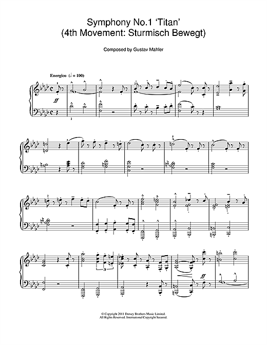 Learn to play Gustav Mahler Symphony No.1 ‘Titan' (4th Movement: Sturmisch Bewegt) sheet music for Piano in minutes. Gustav Mahler Symphony No.1 ‘Titan' (4th Movement: Sturmisch Bewegt) sheet music notes and chords