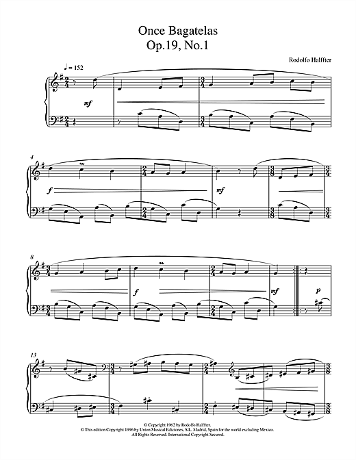 Learn to play Halffter Once Bagatelas Op19 No1 sheet music for Piano in minutes. Halffter Once Bagatelas Op19 No1 sheet music notes and chords