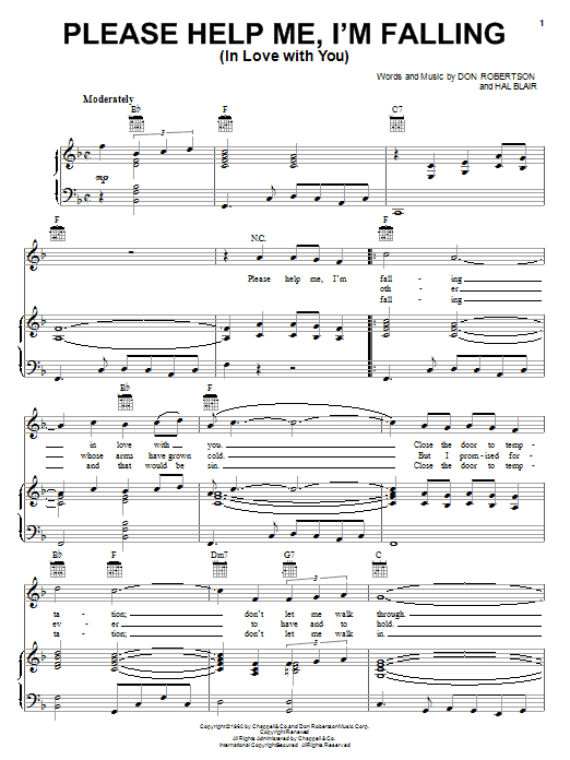 Learn to play Hank Locklin Please Help Me, I'm Falling (In Love With You) sheet music for Lyrics & Piano Chords in minutes. Hank Locklin Please Help Me, I'm Falling (In Love With You) sheet music preview music notes and score for Lyrics & Piano Chords including 2 page(s)