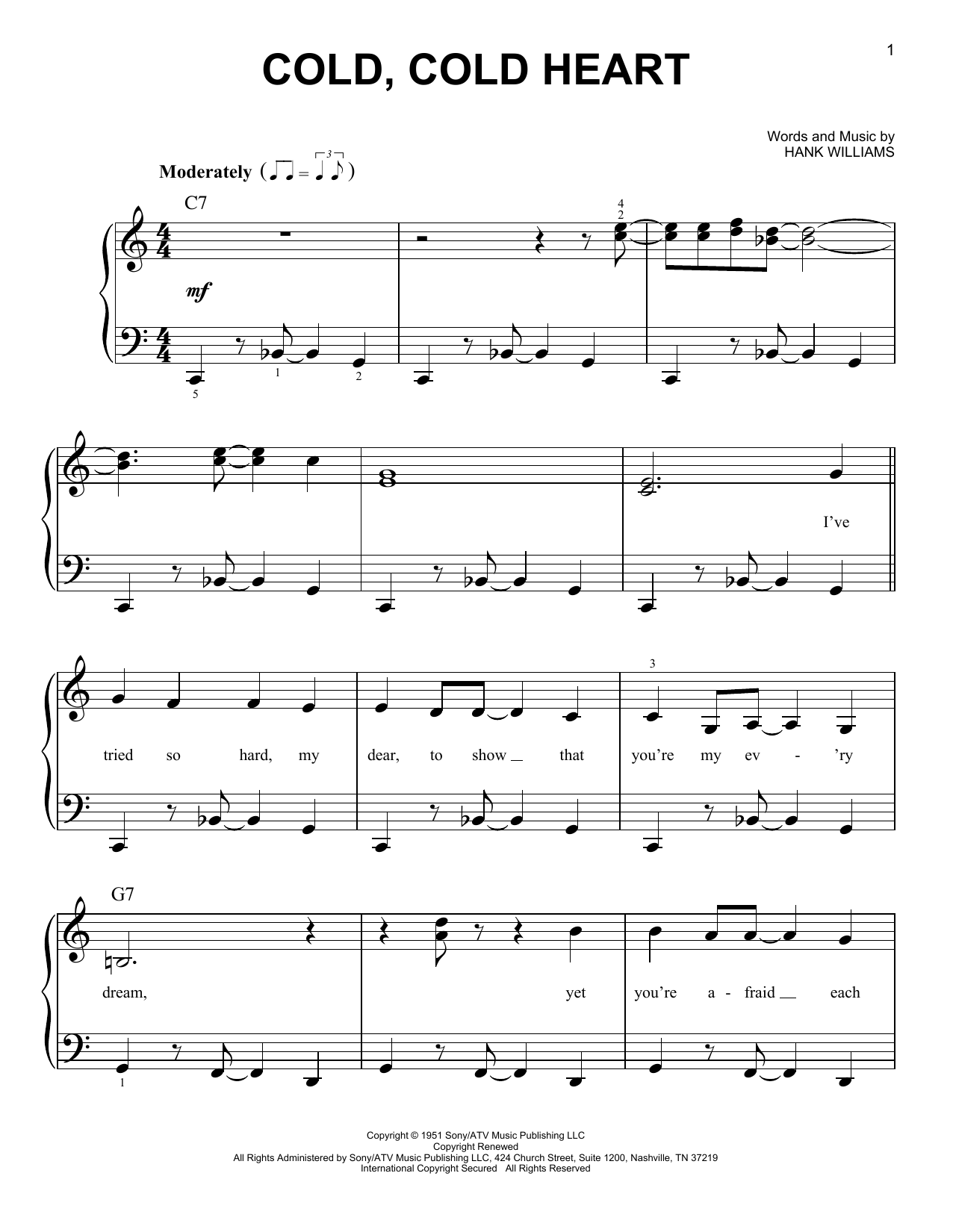 Learn to play Hank Williams Cold, Cold Heart sheet music for Ukulele in minutes. Hank Williams Cold, Cold Heart sheet music preview music notes and score for Ukulele including 2 page(s)