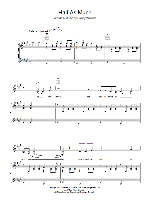 Learn to play Hank Williams Half As Much sheet music for Lyrics & Piano Chords in minutes. Hank Williams Half As Much sheet music preview music notes and score for Lyrics & Piano Chords including 1 page(s)