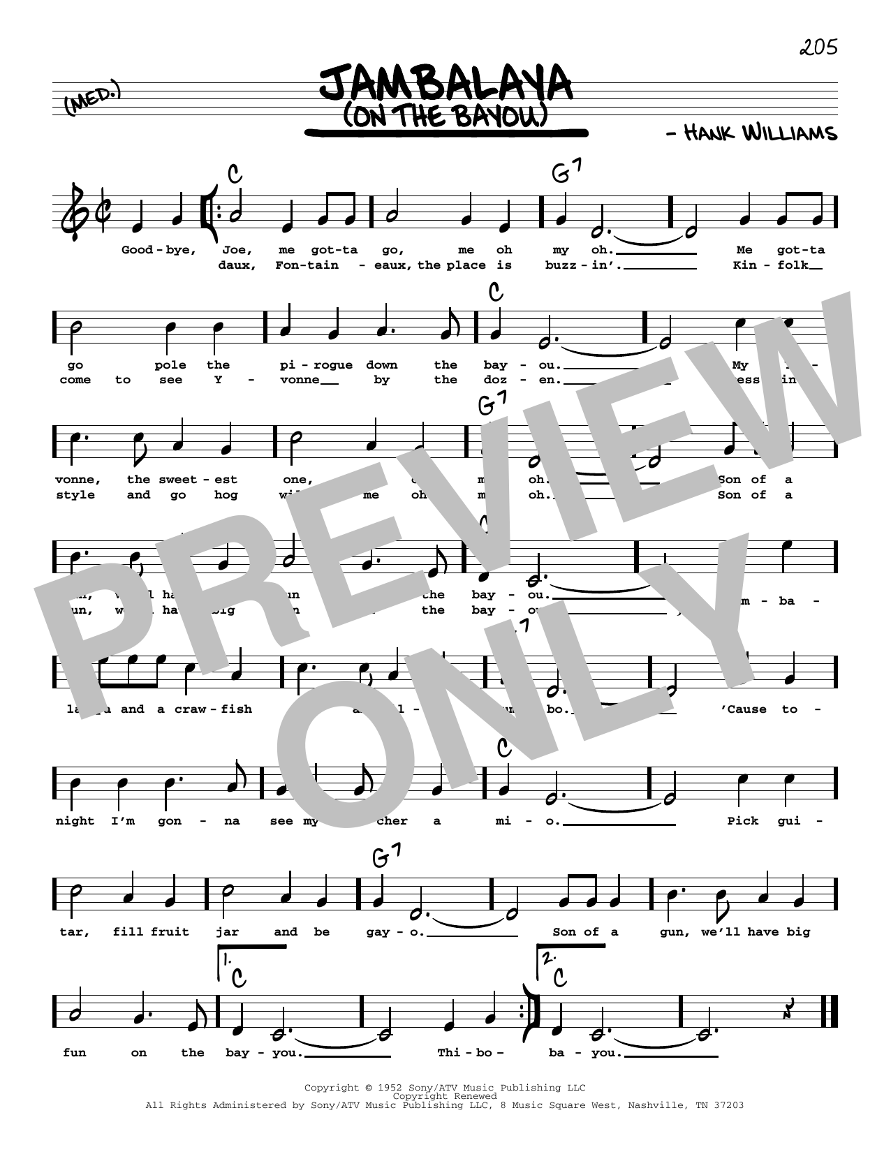 Learn to play Hank Williams Jambalaya (On The Bayou) (High Voice) sheet music for Real Book – Melody, Lyrics & Chords in minutes. Hank Williams Jambalaya (On The Bayou) (High Voice) sheet music preview music notes and score for Real Book – Melody, Lyrics & Chords including 1 page(s)