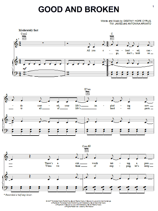 Learn to play Hannah Montana Good And Broken sheet music for Easy Guitar Tab in minutes. Hannah Montana Good And Broken sheet music preview music notes and score for Easy Guitar Tab including 4 page(s)