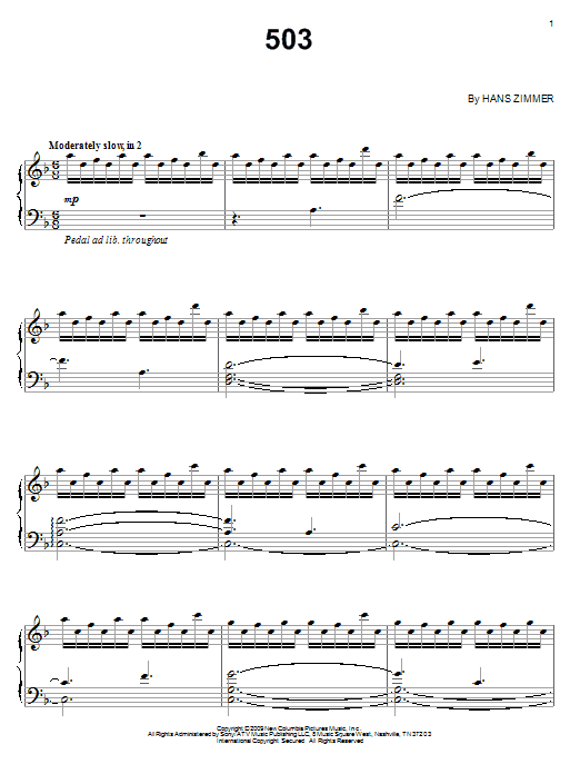 Learn to play Hans Zimmer 503 sheet music for Piano in minutes. Hans Zimmer 503 sheet music preview music notes and score for Piano including 5 page(s)