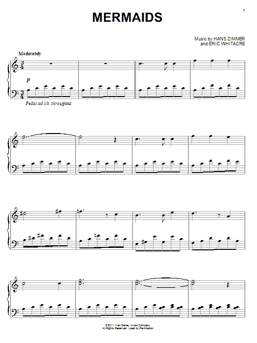 Learn to play Hans Zimmer Mermaids sheet music for Piano in minutes. Hans Zimmer Mermaids sheet music preview music notes and score for Piano including 6 page(s)