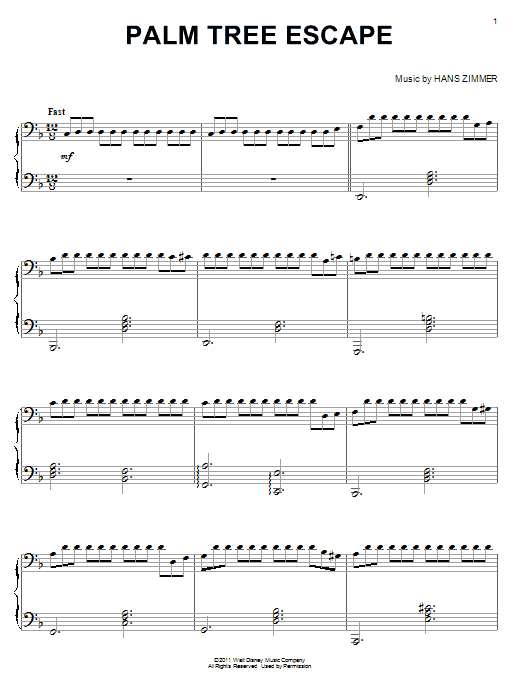 Learn to play Hans Zimmer Palm Tree Escape sheet music for Piano in minutes. Hans Zimmer Palm Tree Escape sheet music preview music notes and score for Piano including 10 page(s)