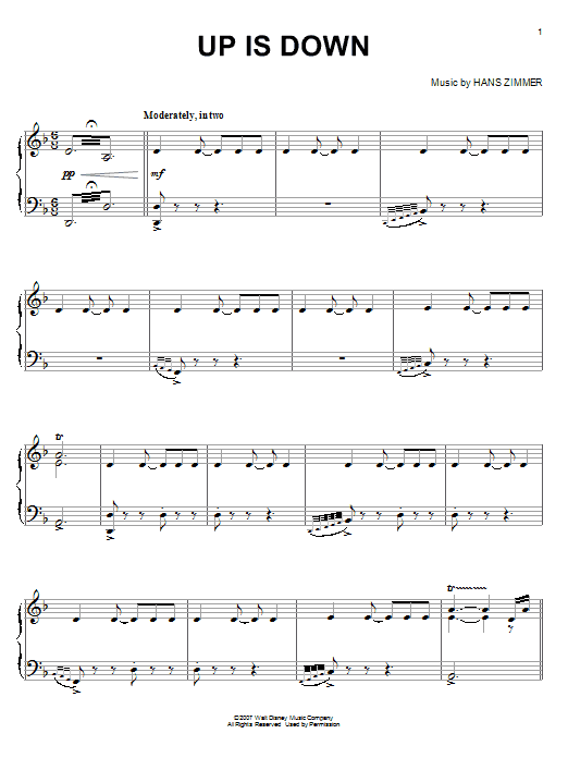 Learn to play Hans Zimmer Up Is Down sheet music for Piano (Big Notes) in minutes. Hans Zimmer Up Is Down sheet music preview music notes and score for Piano (Big Notes) including 6 page(s)