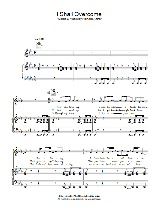 Learn to play Hard-Fi I Shall Overcome sheet music for Piano, Vocal & Guitar in minutes. Hard-Fi I Shall Overcome sheet music preview music notes and score for Piano, Vocal & Guitar including 6 page(s)
