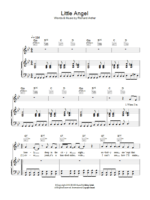 Learn to play Hard-Fi Little Angel sheet music for Piano, Vocal & Guitar in minutes. Hard-Fi Little Angel sheet music preview music notes and score for Piano, Vocal & Guitar including 4 page(s)