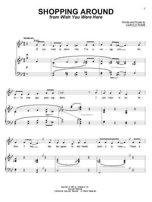 Harold Rome Shopping Around sheet music, chords, lyrics - Printable PDF for Piano & Vocal